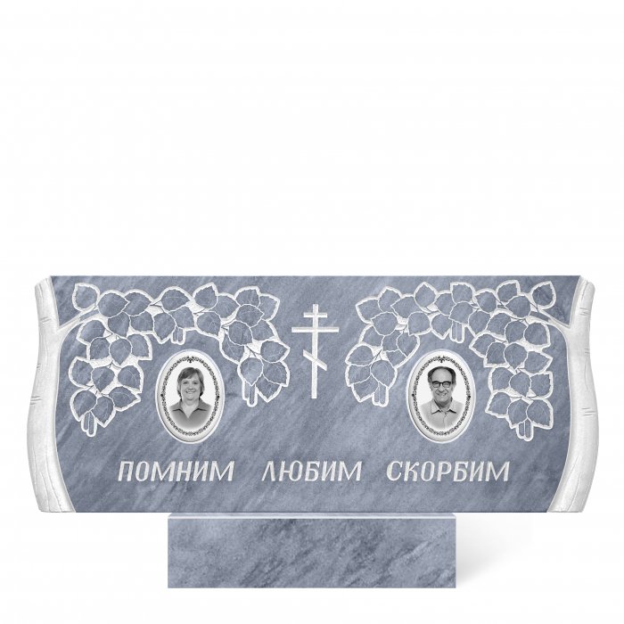 Памятник мраморный семейный серый форма 4