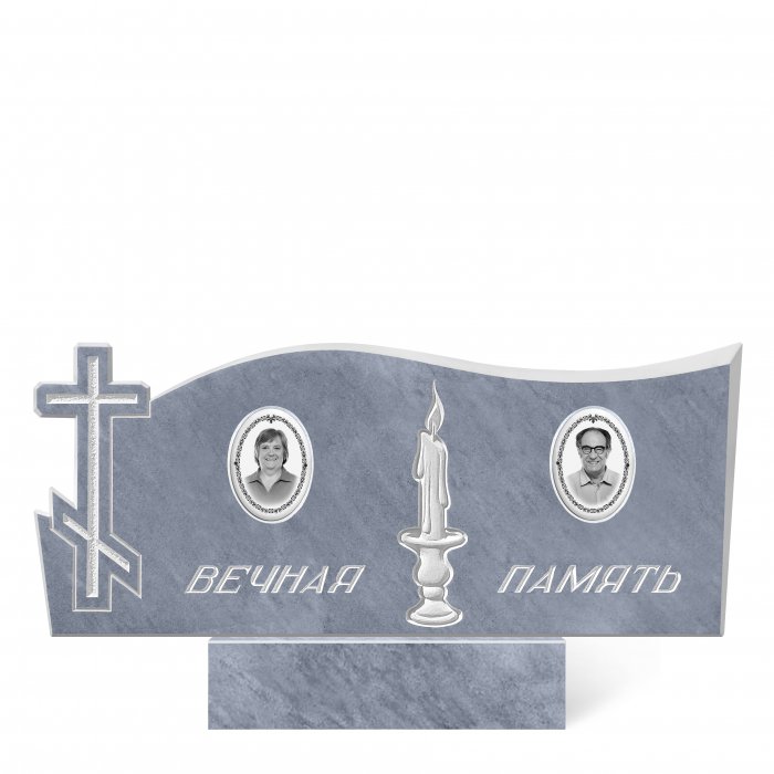 Памятник мраморный  семейный серый форма 2