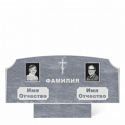 Памятник мраморный с базальтовой вставкой семейный серый форма 15