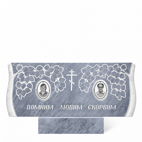 Памятник мраморный семейный серый форма 4