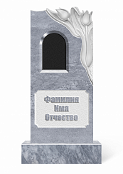 Памятник мраморный с базальтовой вставкой одноместный серый форма 7