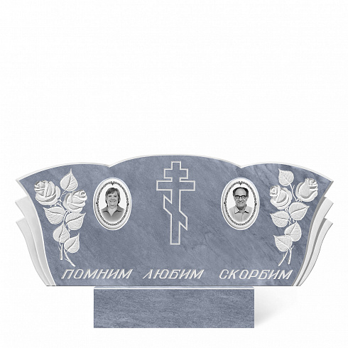 Памятник мраморный семейный серый форма 5